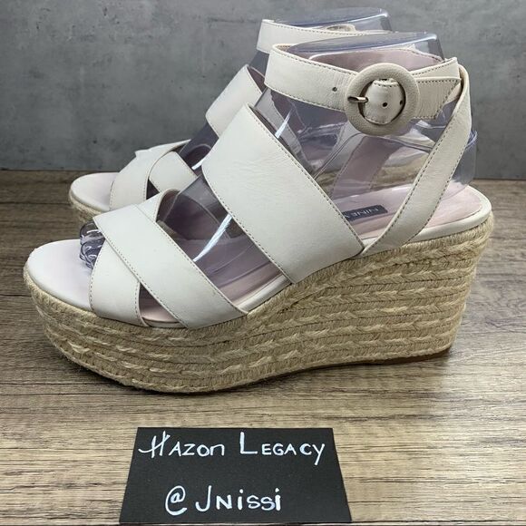 Nine West~Women’s~”Kushala”~Ivory~Wedge Sandals~Size 8M  - Picture 1 of 11